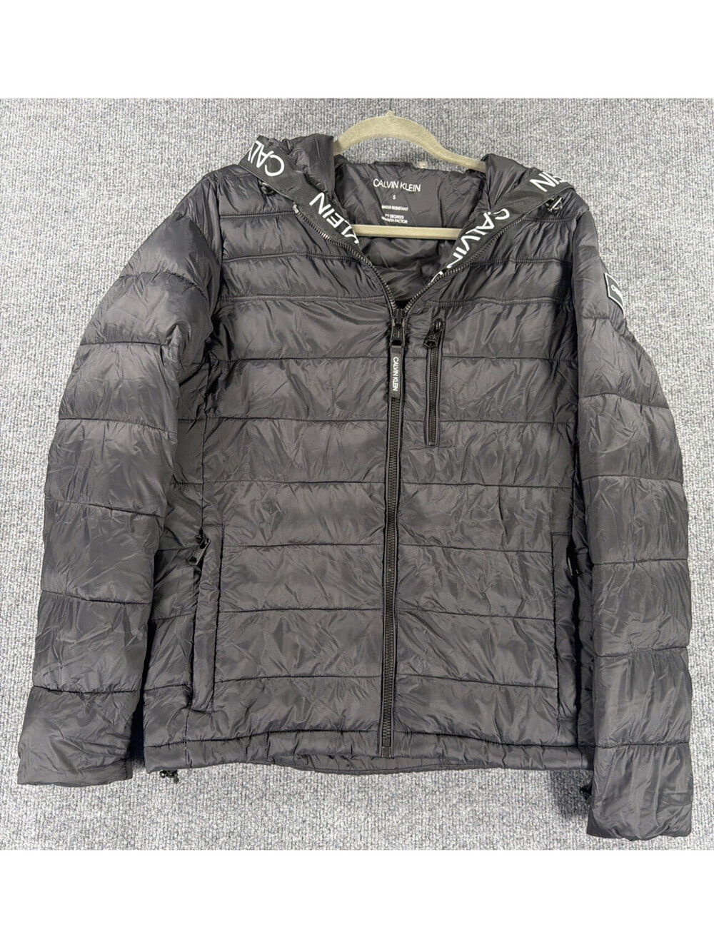 Calvin Klein Logo-Trimmed Hooded Puffer Jacket- Men's Small